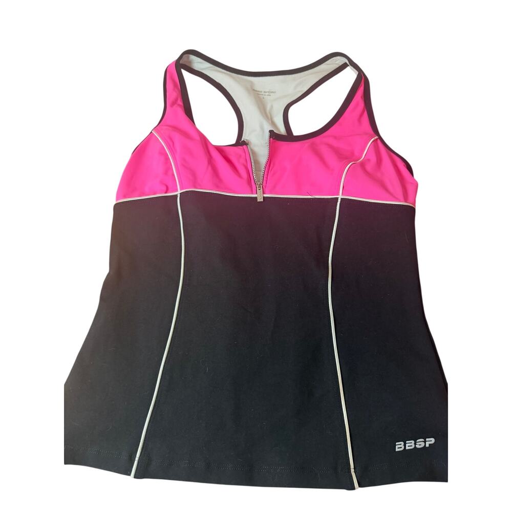 Bebe Sport BBSP athletic tank top featuring a zip-front closure